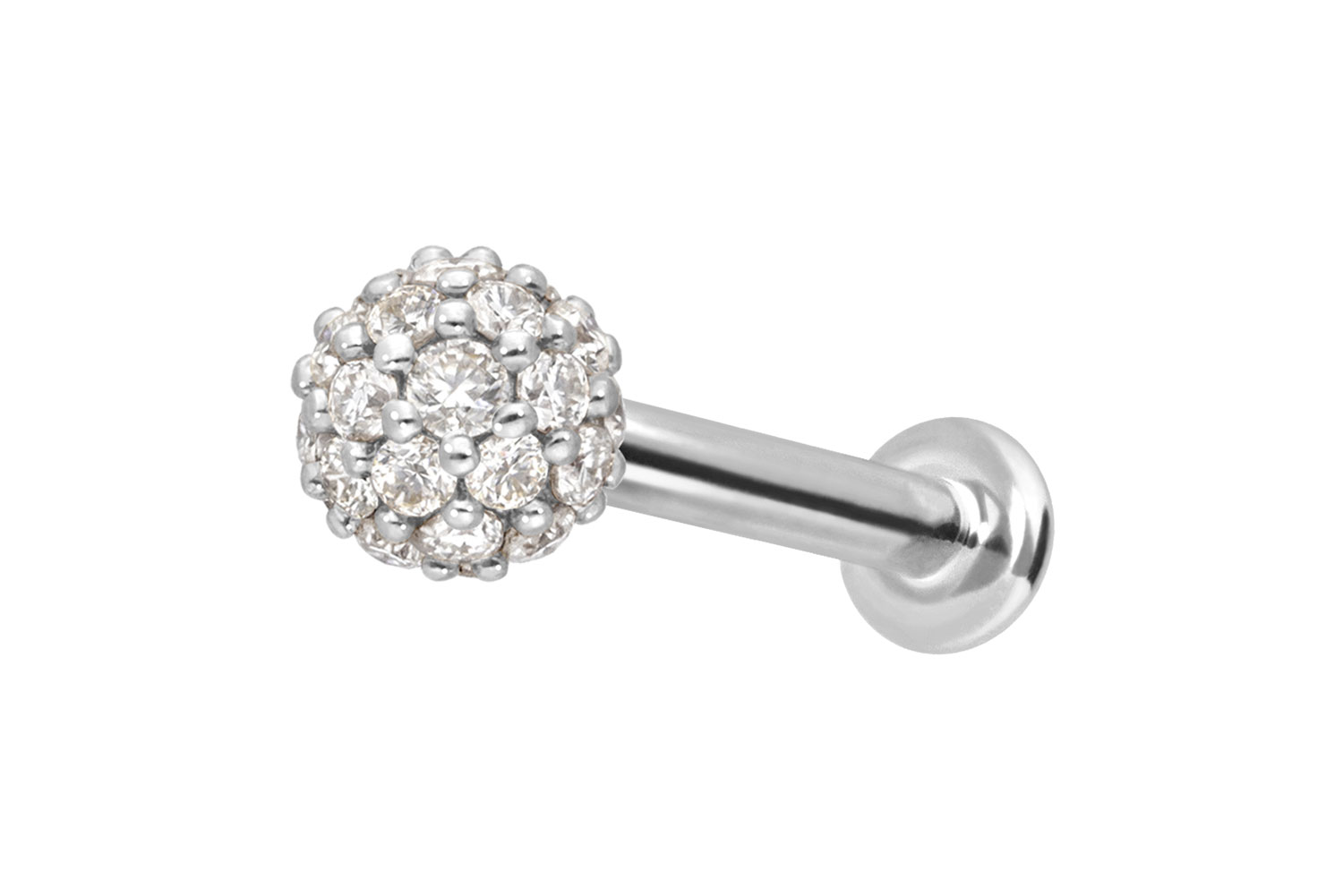 14 Karat Gold Labret Piercing mit Innengewinde MULTI-MOISSANIT